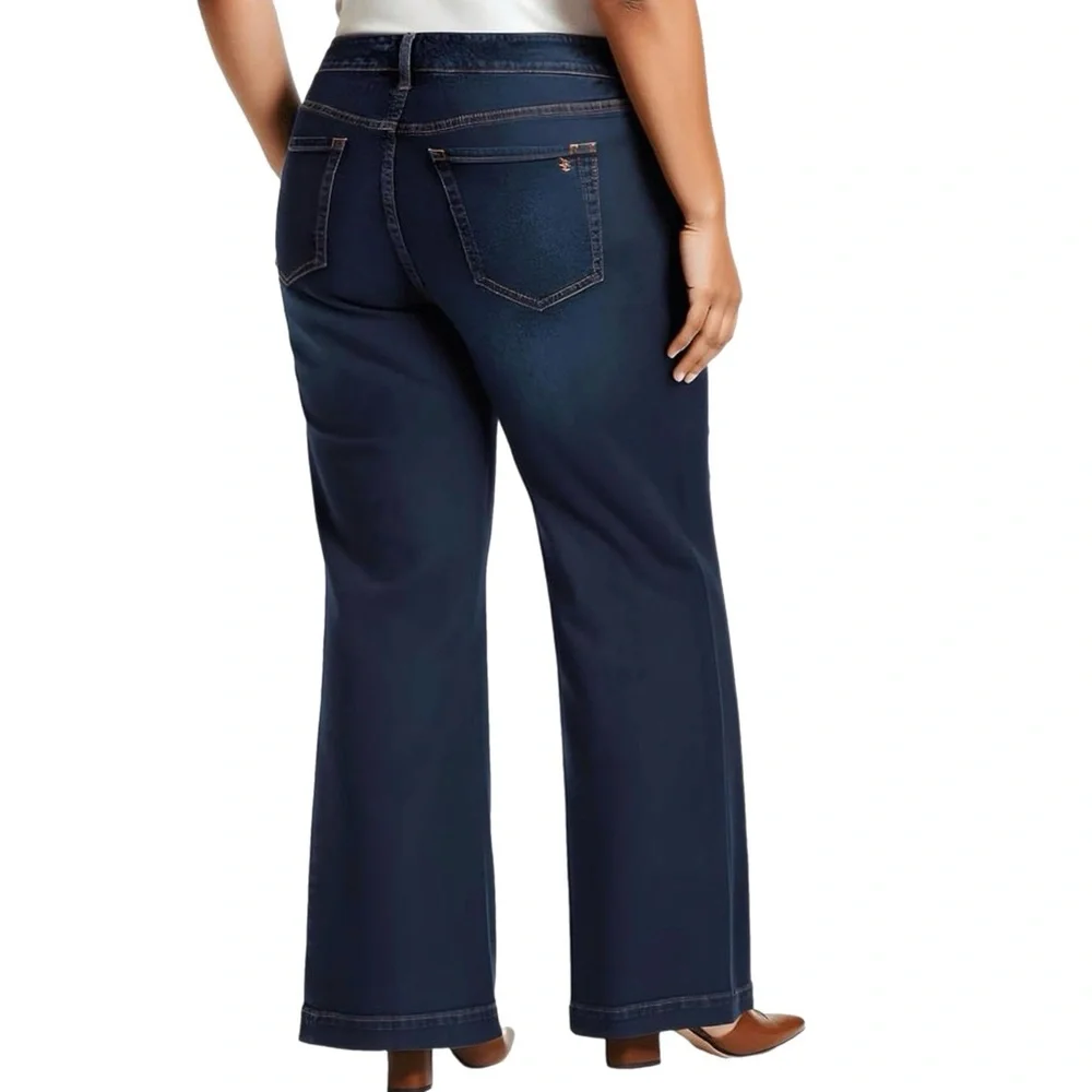 NWT Jessica Simpson “True Love” Women's Dark Blue High Rise Wide Leg Jeans 18W - Picture 3 of 10